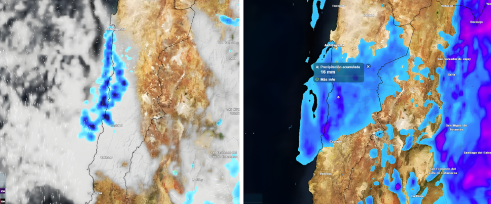 Baja segregada afectará a Taltal y Antofagasta con lluvias desde este lunes